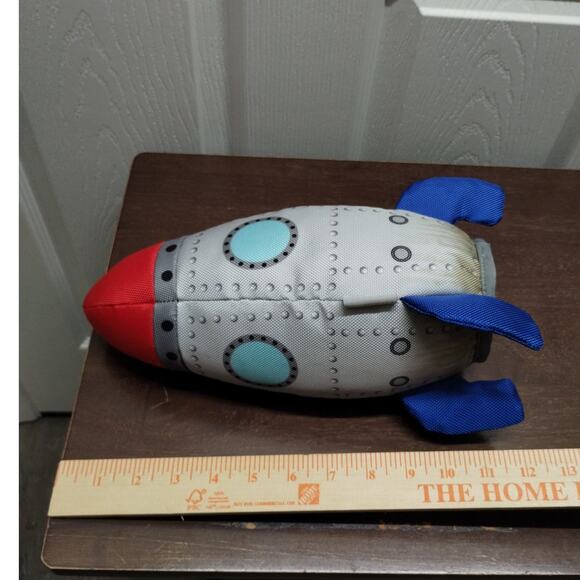 Frisco by Chewy Ballistic Nylon Plush Squeaky Crinkle Fins Rocket Ship Dog Toy - Picture 5 of 5